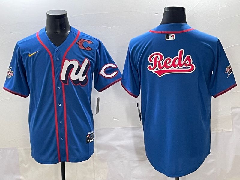 Men 2025 Cincinnati Reds Blank Blue All star Nike MLB Jersey style 4->cincinnati reds->MLB Jersey